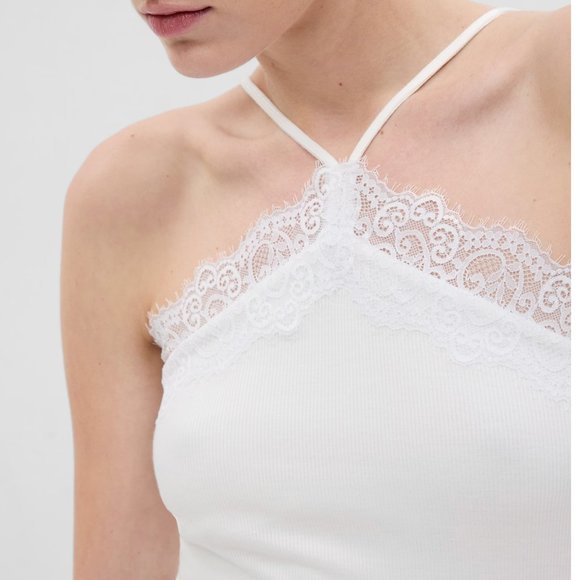 Gap Rib Lace Halter Cami - Picture 1 of 8